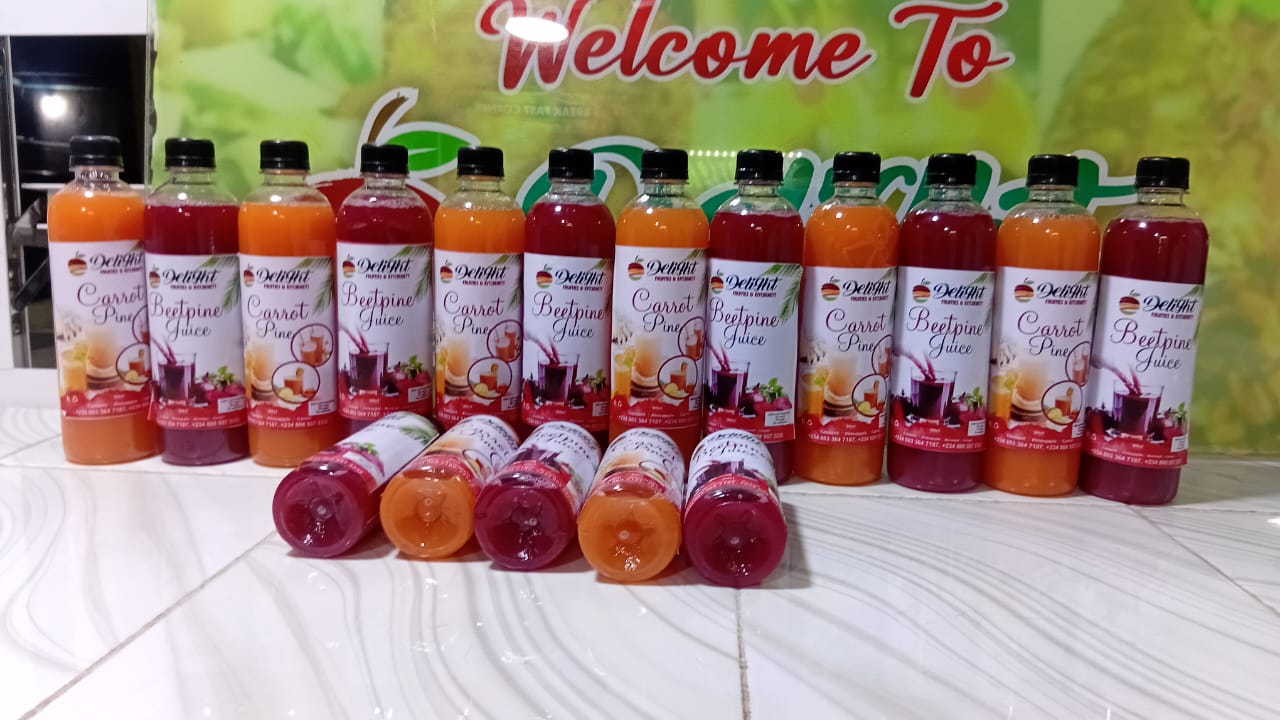 Delight Fruities cold-pressed juice bottles
